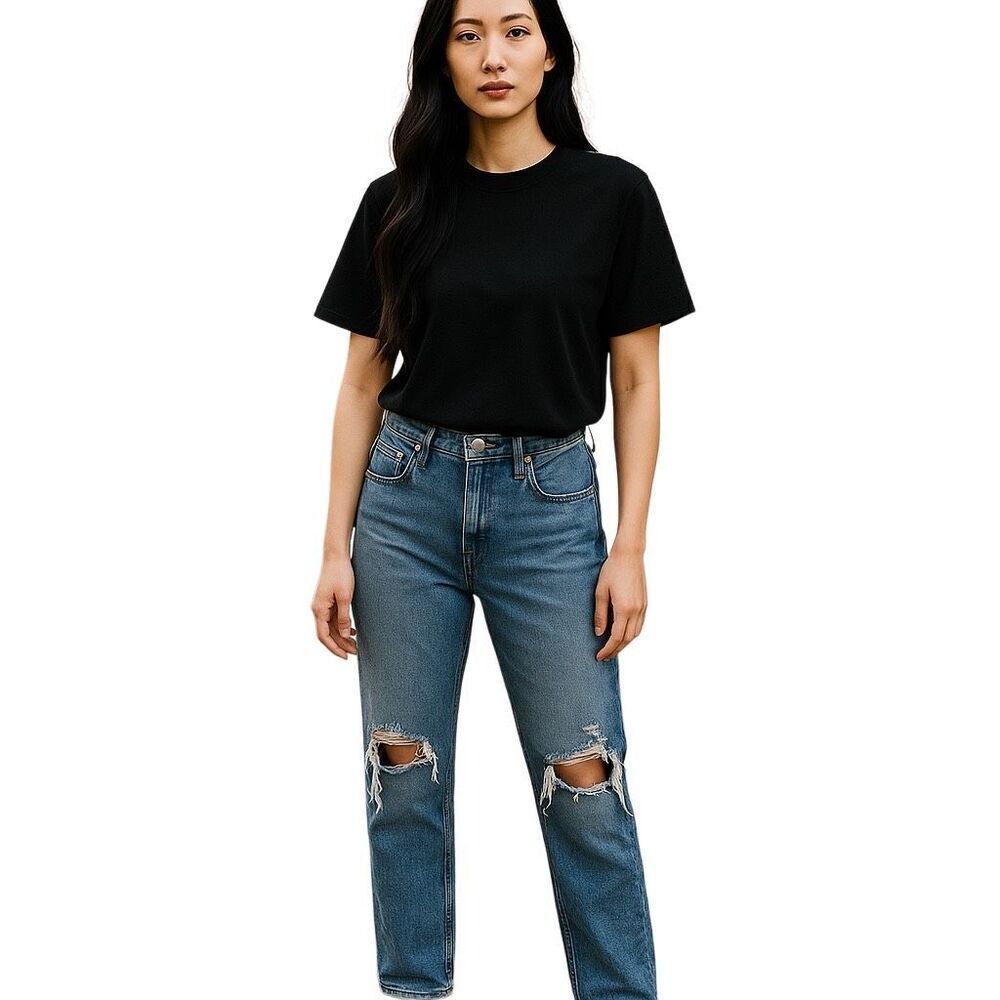 Agolde Blue 90's Pinch Waist High Rise Distressed Denim Straight Jeans Size 26